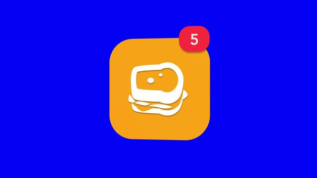 A 3D delicious sandwich with fresh layers inside two slices of bread baking notification icon popping up and rotating on a blue screen chroma key background with a red number counter animation.