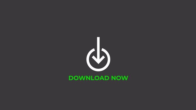 Animated download now icon appearing on dark background for digital user interface design.