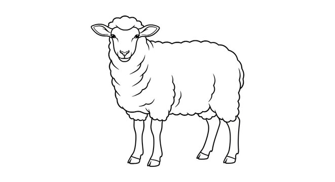 Sheep standing alone looking forward calmly.