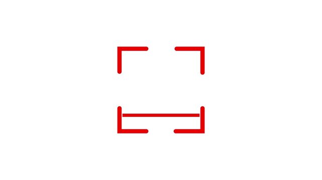 Red square frame animates scanning motion center screen abstract technology interface.