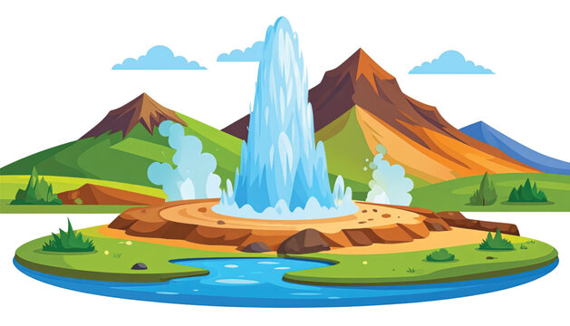 Cartoon illustration of a geyser erupting.