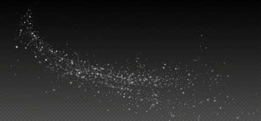 Transparent PNG white glitter wave trail with sparkling particles glowing light effect bokeh bursts and stardust overlay for festive Christmas and magical background design dust explosion magic warm © Sergey