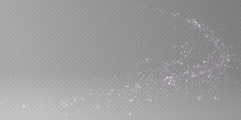 Transparent png with pink sparkling glitter wave trail and shiny starburst effect radiant light shimmer and magical dust overlay for festive holiday decoration and bright fantasy background falling © Sergey