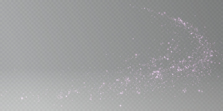 Transparent png with pink sparkling glitter wave trail and shiny starburst effect radiant light shimmer and magical dust overlay for festive holiday decoration and bright fantasy background falling