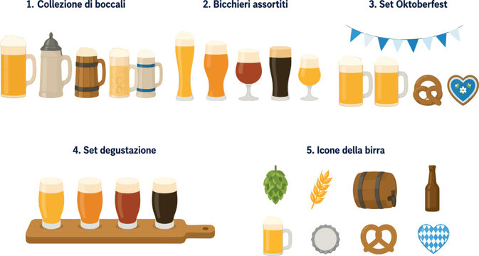 Vsai beer festival set with mugs, glasses and tasting icons
