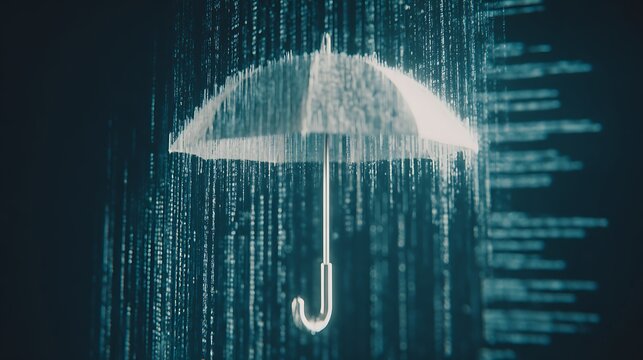 Blue digital binary code flowing from a smartphone screen in dark room