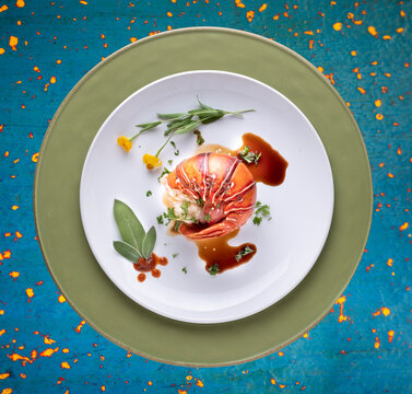 Cooked lobster with herbs