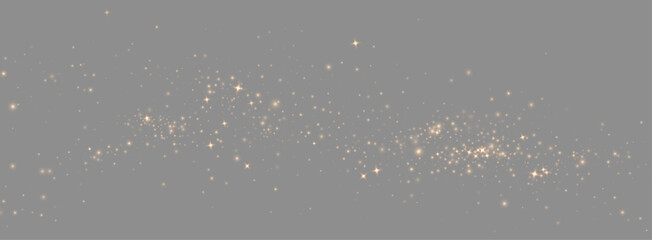 gold Transparent png golden glitter dust horizontal overlay with sparkling particles and glowing light bokeh effects isolated on white background for design layout sparkles magic magical stream stars © Sergey