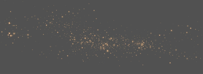 gold Transparent png golden glitter dust wave trail with sparkling particles and magic glowing light bokeh overlay on white background for design layout horizontal isolated sparkles magical stream © Sergey