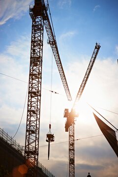 Germany, Bavaria, Munich, Construction area with tower crane