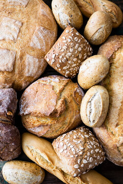 Various sorts of bread, close-up