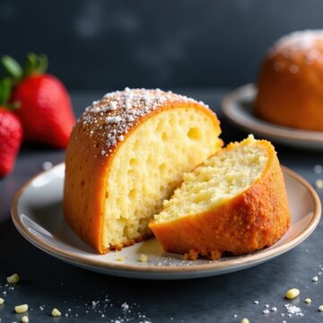 Moist sweet getuk lindri cake with golden brown edges and a fluffy interior, food, sweet