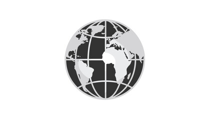 Fototapeta premium Global planet earth icon displays simplified world map geography suitable for international business or environmental climate concepts.