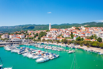 Obraz premium Aerial view of town of Novi Vinodolski, Kvarner bay in Croatia 