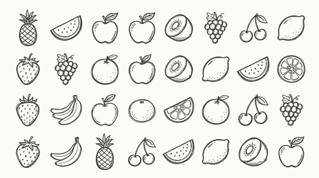 Variety of Fresh Fruit Icons.
