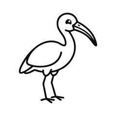 Fototapeta premium Cute Ibis Bird Line Art Vector Illustration for Kids Coloring Pages and Education