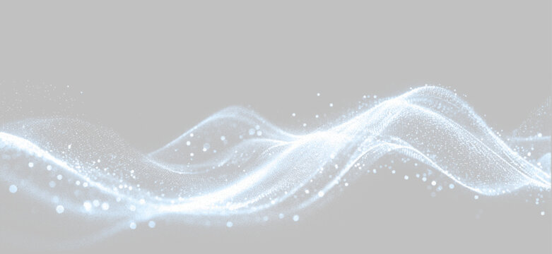 Transparent png of realistic blue glowing particle wave trail with dust streak energy line and cinematic fluid sparkle effect overlay element on transparent background set atmospheric path neon magic