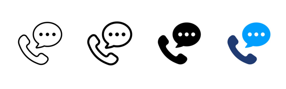 Phone chat icon. Call message symbol. Simple pictogram for phone conversation, customer support, contact service, callback, mobile communication and help line.