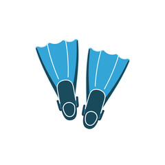 Blue flippers for scuba diving gear. © ya