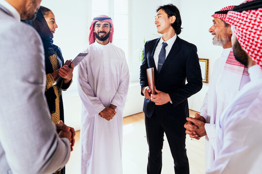 International business team talking during a meeting in Riyadh