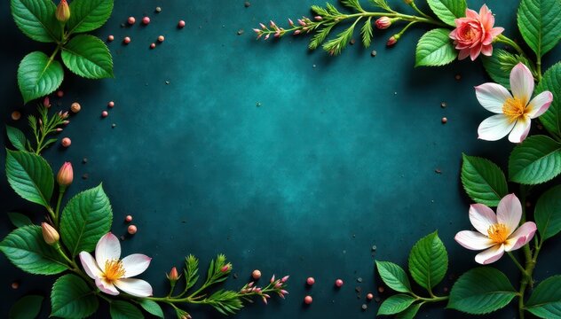 Terre bleue avec feuilles vertes et fleurs rares, planete verte, verdure, nature