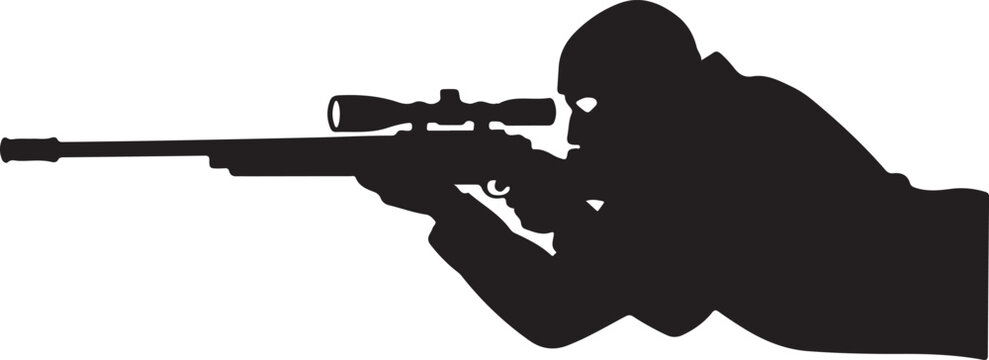 man aiming rifle with scope vector illustration, Generative Ai