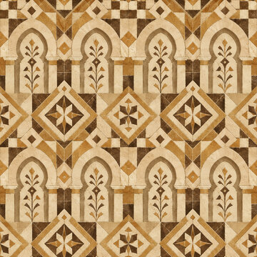 Structured arches diamonds and checker block pattern