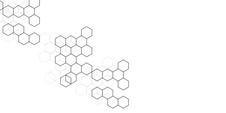 Technology hexagonal abstract shadows background. Abstract grey stoke hexagon digital technology background. Science network pattern Hexagonal abstract background. 