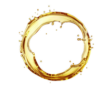 Oil fluid circular splash isolated on transparent background. Generative AI