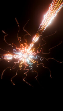 Abstract glowing neon lines moving with dynamic vertical speed
