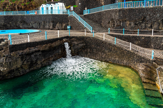 Natural volcanic swimming pool Charco Azul in La Palma Spain