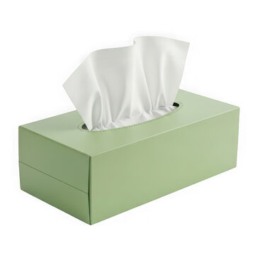 Green tissue box with white tissues