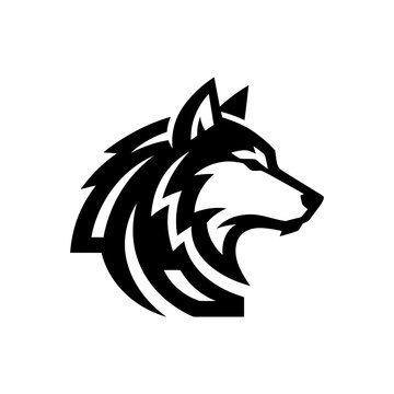 Black Wolf Head Logo Profile View.