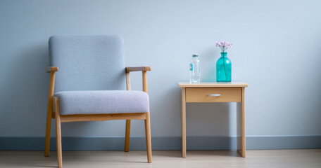Fototapeta premium Minimalist chair and side table interior