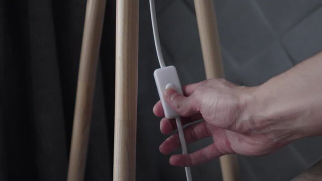 Turning Off Floor Lamp Switch in Cozy Home Interior