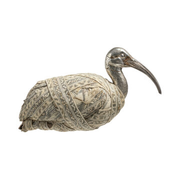 Mummified Ibis Bird Sculpture with Ornate Bandages