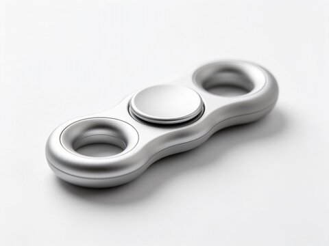 Metallic silver handheld fidget spinner toy