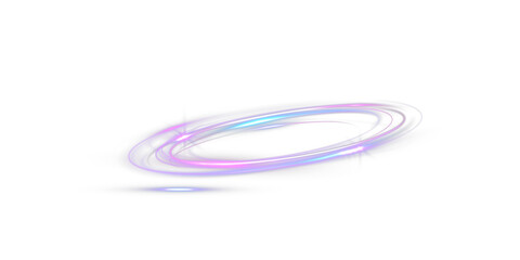 Fototapeta premium Glowing Neon Energy Ring with Futuristic Purple Blue Light Trail and Magic Portal Effect Isolated on Transparent Background