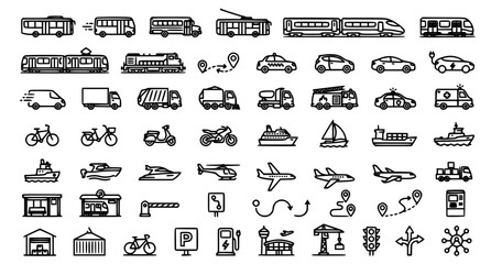Transportation icons and symbols for logistics and travel © TOHURA