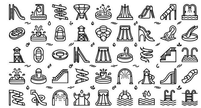 Water park and pool illustrations