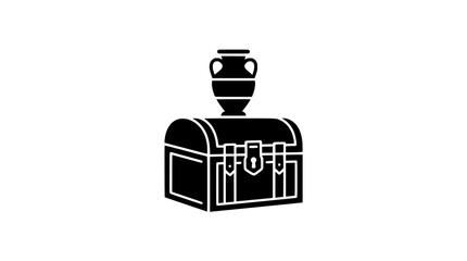 Ancient Treasure Chest with Amphora Icon - Black Silhouette © Noi
