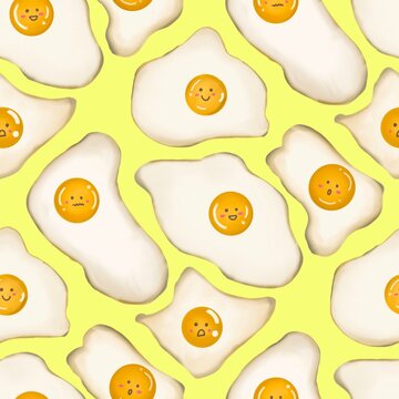 fried eggs seamless pattern background illustration 