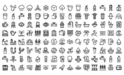Fototapeta premium Weather and climate change icon set line art vector illustration
