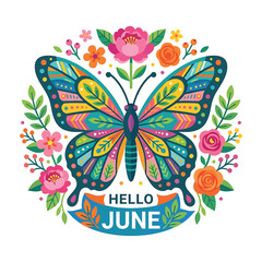 Colorful Butterfly with Floral Patterns. © vektor