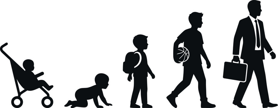 Life stages silhouette illustration
