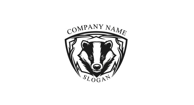 Badger Head In Shield Logo