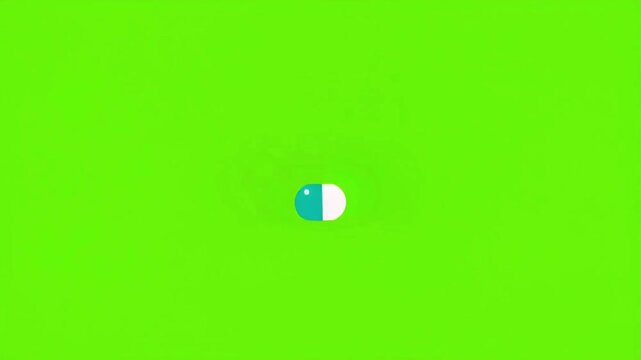 Flat Vector Medical Capsule Opening with Pulsing Red Heart on Green Screen