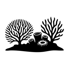 Vector illustration of a coral reef silhouette © Menhikki