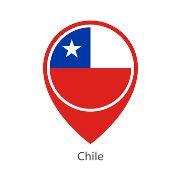 Location pin of Chile flag map marker on white background vector illustration icon for mobile apps ui and web design eps10.