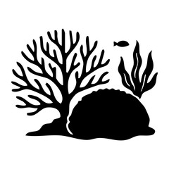 Vector illustration of a coral reef silhouette © Menhikki